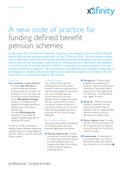 A new code of practice for funding defined benefit pension