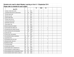 Sec 2 Mastery Learning Namelist Sep 2014