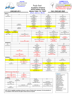Summer 2014 Schedule - Pacific Coast Academy of Dance