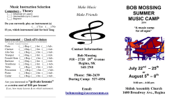 Bob Mossing Summer Camp Brochure 2014