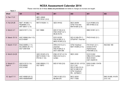 NCEA Assessment Calendar 2014