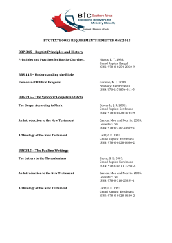 BTC TEXTBOOKS REQUIREMENTS SEMESTER ONE 2015 BBP 315