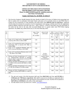 GOVERNMENT OF ODISHA DEPARTMENT OF WATER