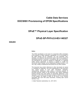 Cable Data Services DOCSIS® Provisioning of EPON