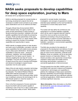 NASA seeks proposals to develop capabilities for deep