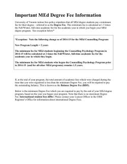 Important MEd Degree Fee Information - OISE