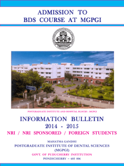 INFORMATION BULLETIN ADMISSION TO BDS COURSE AT MGPGI