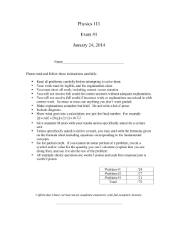Physics 111 Exam #1 January 24, 2014
