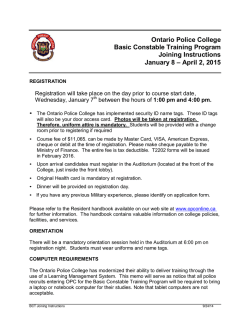 Joining Instructions - Ontario Police College