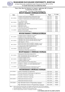 (BCA) Semester Examinations December 2014.
