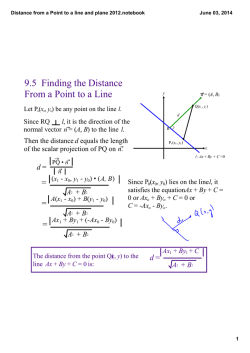 Distance from a Point to a line and plane 2012.notebook