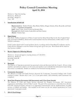 Policy Council Meeting Minutes April 15, 2014