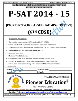 Download Solution Of P-SAT 2014 For Class 9th CBSE