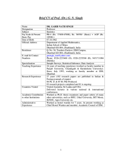 Brief CV of Prof. (Dr.) G. N. Singh
