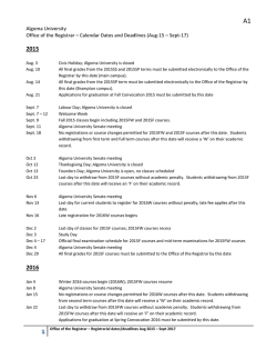 Important Calendar Dates 2015-2017