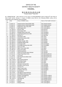 DMMU Schedule for 2014-15 of Thoubal