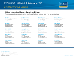 EXCLUSIVE LISTINGS | January 2015 Downtown Group Leasing