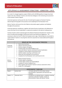 ATP (PPA4211) ASSESSMENT STRUCTURE – SEMESTER 1, 2014