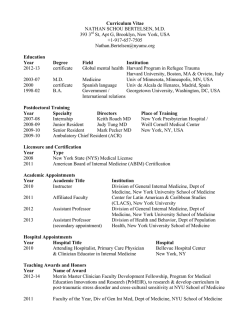Curriculum Vitae NATHAN SCHOU BERTELSEN, M.D. 393 3 St, Apt