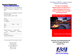 ASI – Registration Form – Principles of HACCP Seminar
