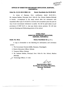 OFFICE OF DIRECTOR SECONDARY EDUCATION, HARYANA