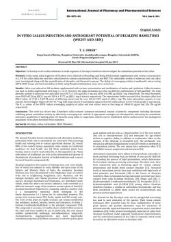 in vitro callus induction and antioxidant potential of decalepis