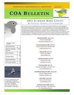 COA BULLETIN - Connecticut Ornithological Association
