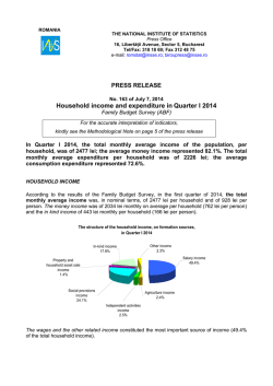 Household income and expenditure in Quarter I 2014