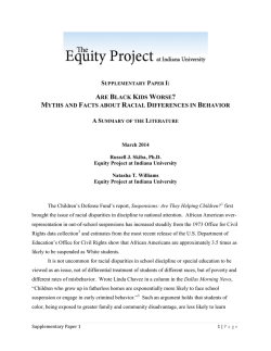 ARE BLACK KIDS WORSE? MYTHS AND
