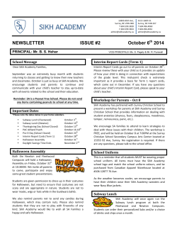 NEWSLETTER ISSUE #2 October 6th 2014