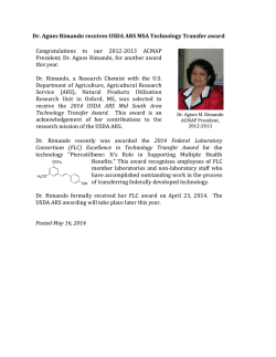 Dr. Agnes Rimando receives USDA ARS MSA Technology Transfer