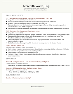 Download Resume - Meredith B. Wolfe, Esq.