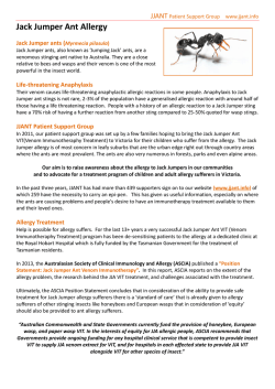 Jack Jumper Ant Allergy Info Sheet