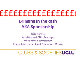 Bringing in the cash AKA Sponsorship