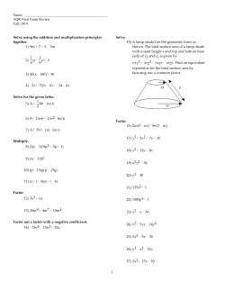 AQR Final Exam Review Fall, 2014 Solve using the addition and
