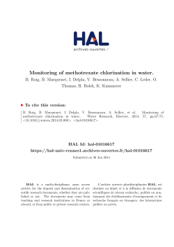 Monitoring of methotrexate chlorination in water.