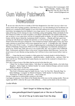 Download Newsletter 2014 #1 - Gum Valley Patchwork