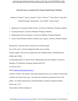 1 Colorectal cancer screening in First Nations People living in