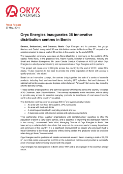 Press release - Oryx Energies inaugurates 36 distribution centres of