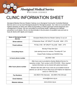 Clinic information sheet - Aboriginal Medical Service Western Sydney