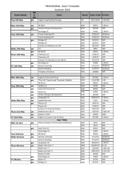 PROVISIONAL Exam Timetable Summer 2015