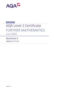 AQA Level 2 Certificate FURTHER MATHEMATICS