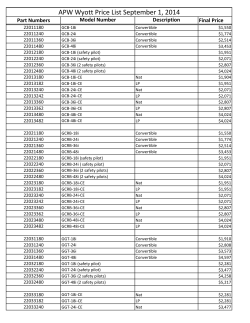 APW Wyott Price List September 1, 2014