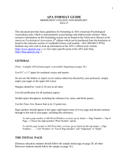APA Format Guide - Briercrest College and Seminary