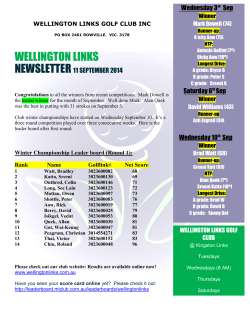 11th September 2014 - Wellington Links Golf Club