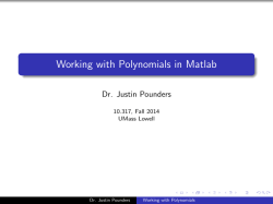 Working with Polynomials in Matlab - 10-317