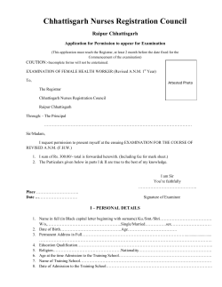 ANM I Year Exam Form - Chhattisgarh Nurses Registration Council