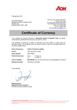 AON Certificate of Currency 2014 2015