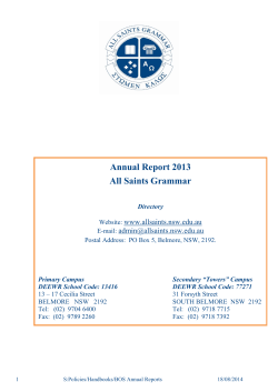 Annual Report 2013 All Saints Grammar