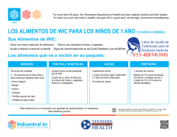 Los ALimentos de WiC pArA Los niños de 1 Año